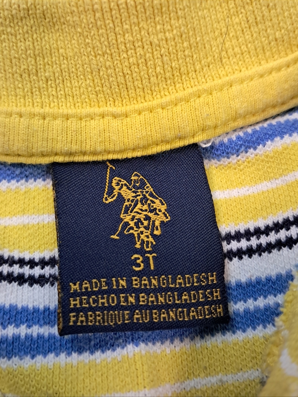 US Polo Assn Toddler Boys Casual Polo Shirt Size 3T Yellow & Blue - Picture 4 of 6